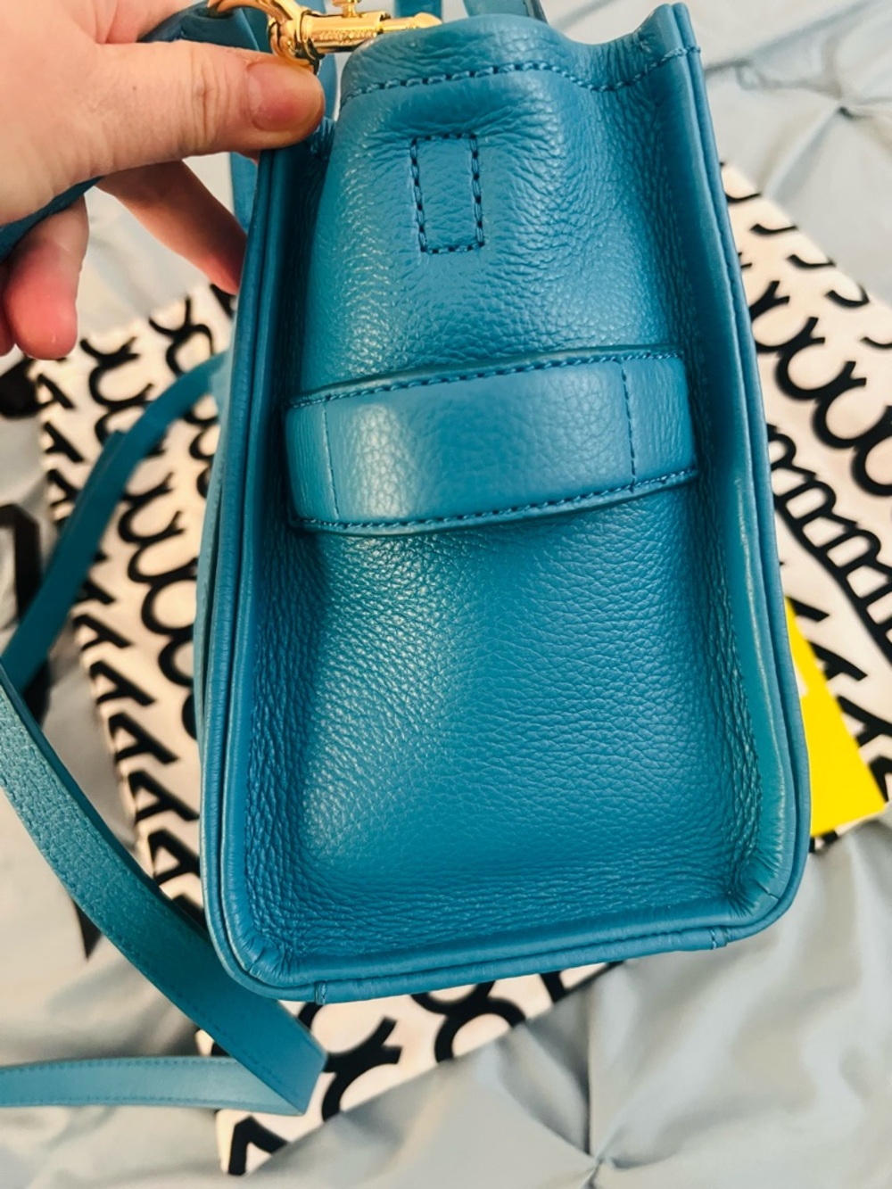 Marc Jacobs Teal Pebbled Leather Tote with Shoulder Strap - Picture 4 of 6